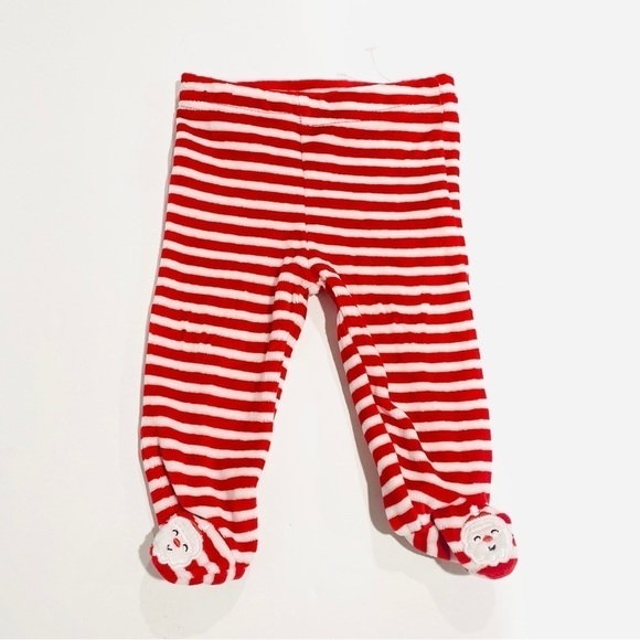 NWOT Koala Kids Newborn/Infant Striped Christmas Santa Footie Pants - Picture 1 of 5